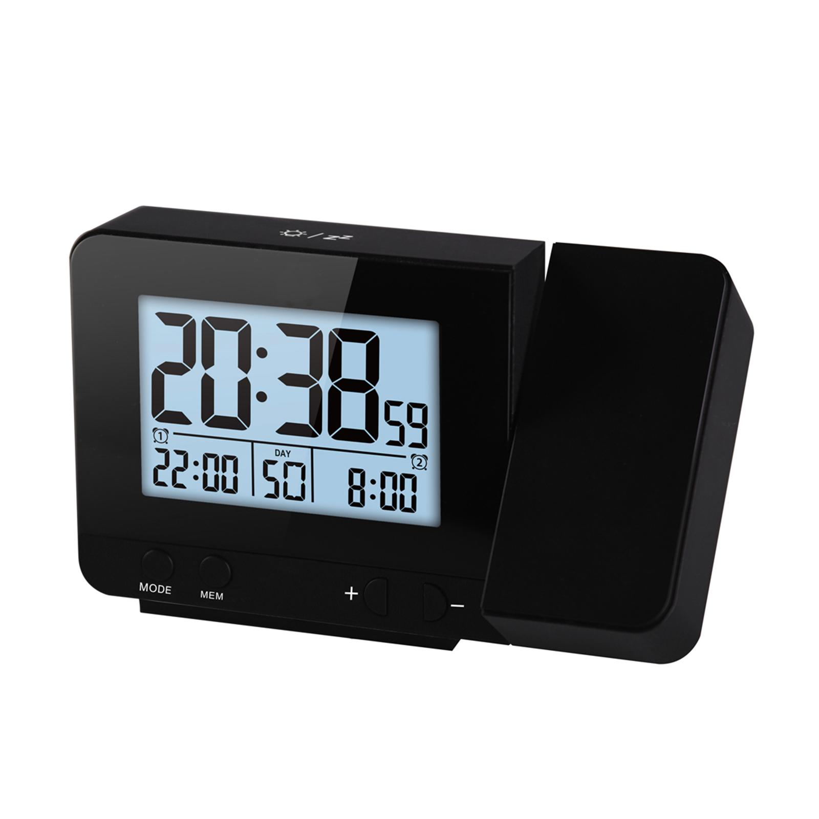 Projection Alarm Clock for Bedroom with Thermometer Hygrometer Digital Project Ceiling Clock Dimmable LED Display with