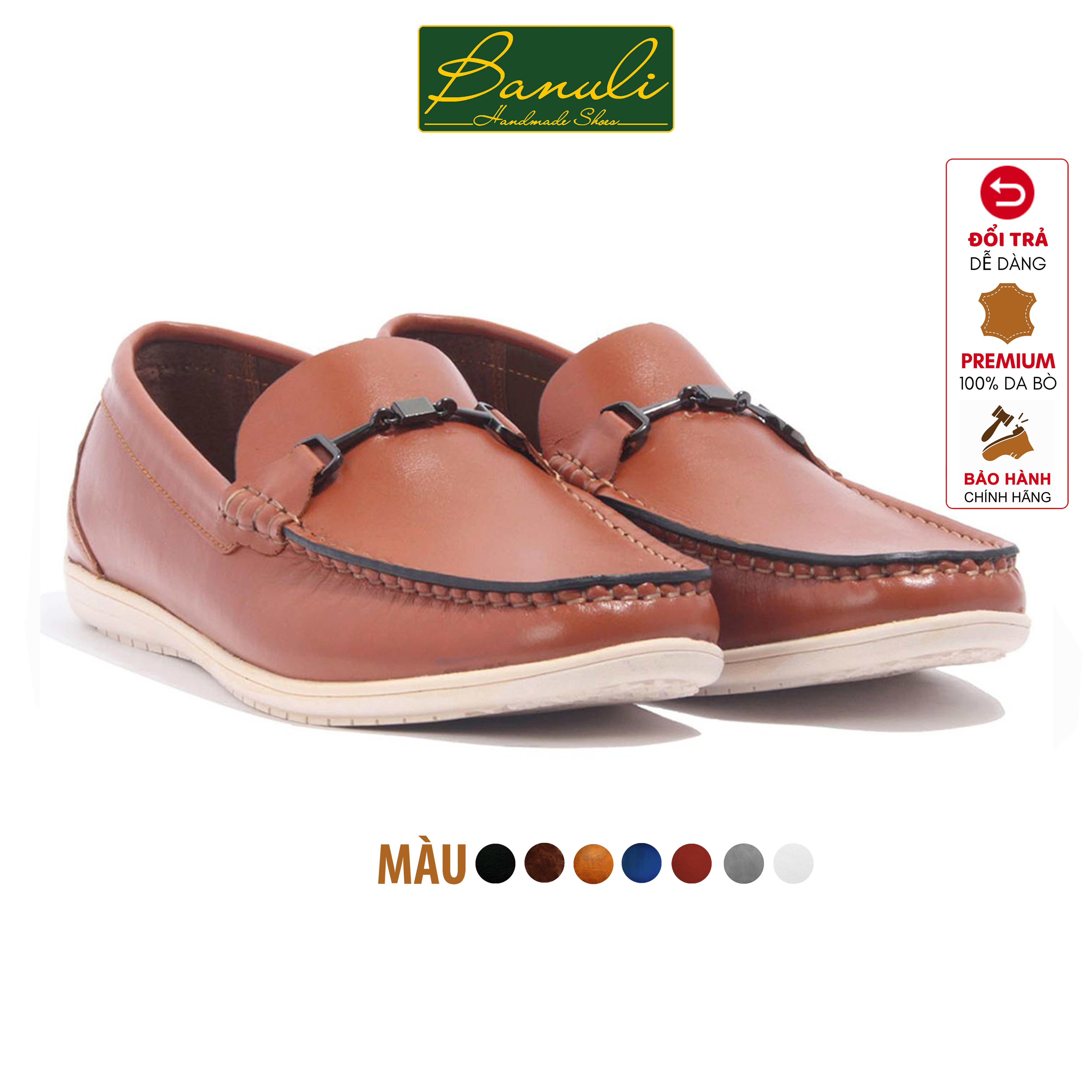 Giày Lười Nam Banuli Casual Slip-On Shoes Nappa Cow Leather C5DL2 (Da Bò Nappa Mềm Dẻo, Đế Siêu Nhẹ, Chống Trượt, Bảo Hành Trọn Đời)