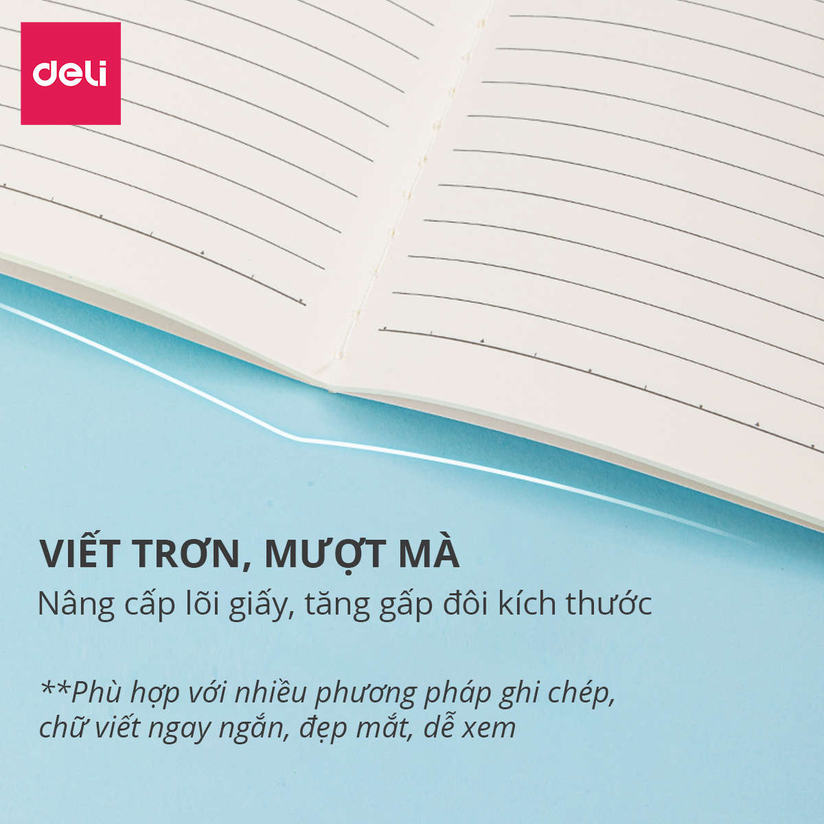 Sổ tay ghi chép khâu gáy A5 80 trang 70gsm Deli - Nhiều màu - Phù hợp làm sổ kế hoach planner, viết nhật kí, sử dụng như tập vở học sinh - FA540