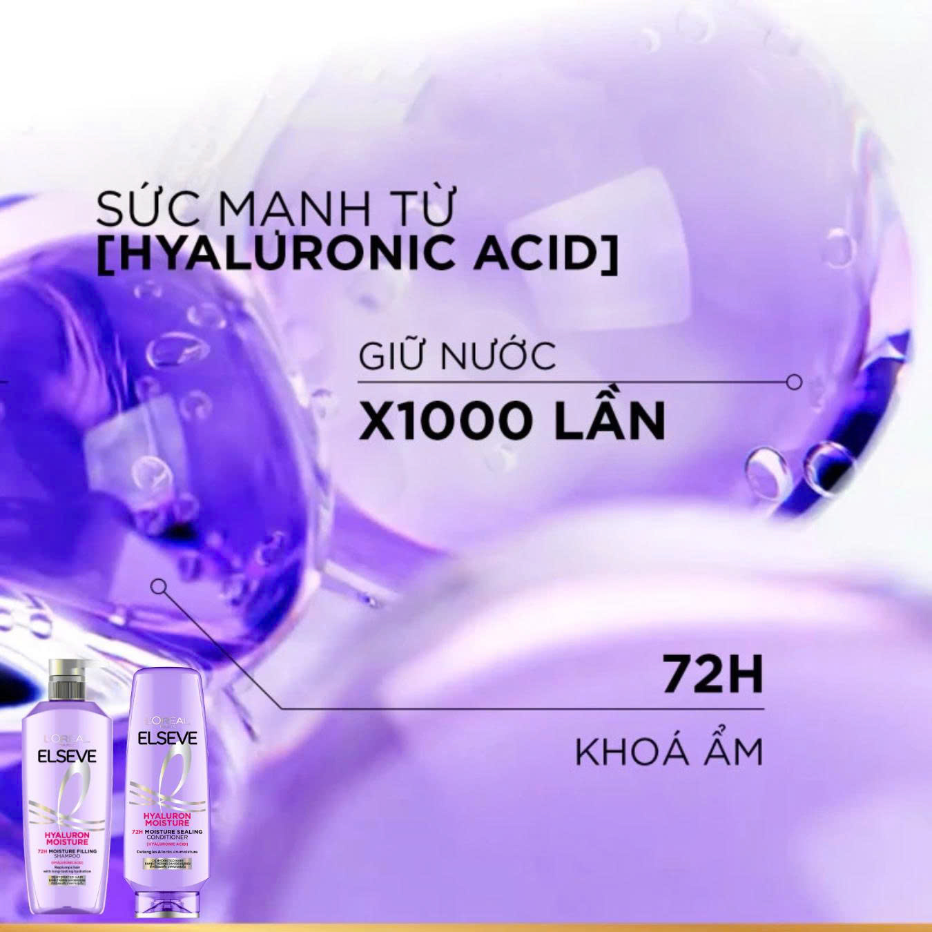 Dầu Gội Da Đầu Khô L’Oréal Paris Elseve Hyaluron Moisture 72H Moisture Filling Shampoo