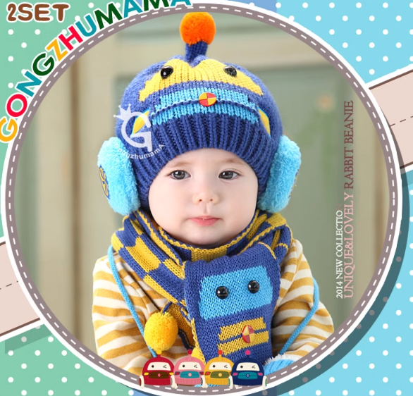 Bộ mũ len cho bé kèm khăn phong cách Hàn cao cấp mới, sét nón len thời trang mới