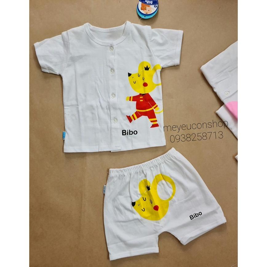 (4-10kg) BỘ QUẦN ÁO COTTON NGẮN TAY TRẮNG IN HÌNH CHO BÉ SƠ SINH - BIBO KIM THU - khủng long xanh