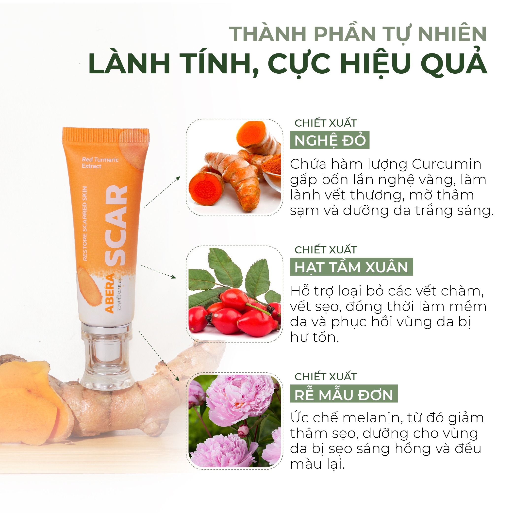 [Combo 2] Kem Sẹo Nghệ Đỏ Abera Scar 20g Phục Hồi Làn Da bị Sẹo An Toàn Hiệu Quả, Nhanh Chóng