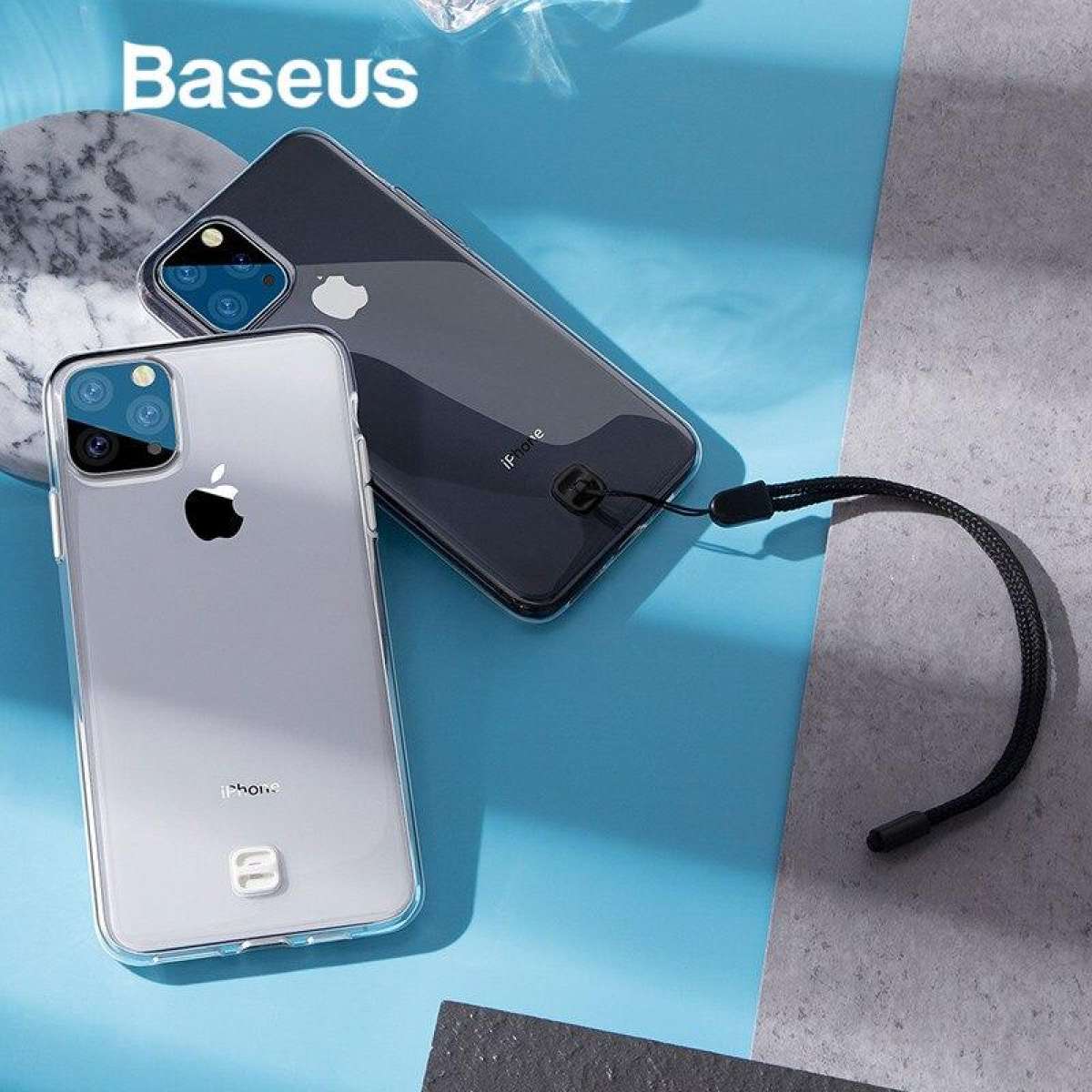 Ốp Lưng Baseus Trong Suốt Viền Máy Dẻo Dành Cho iPhone 11 Pro Max Có Dây Treo tiện lợi - Hàng Chính Hãng