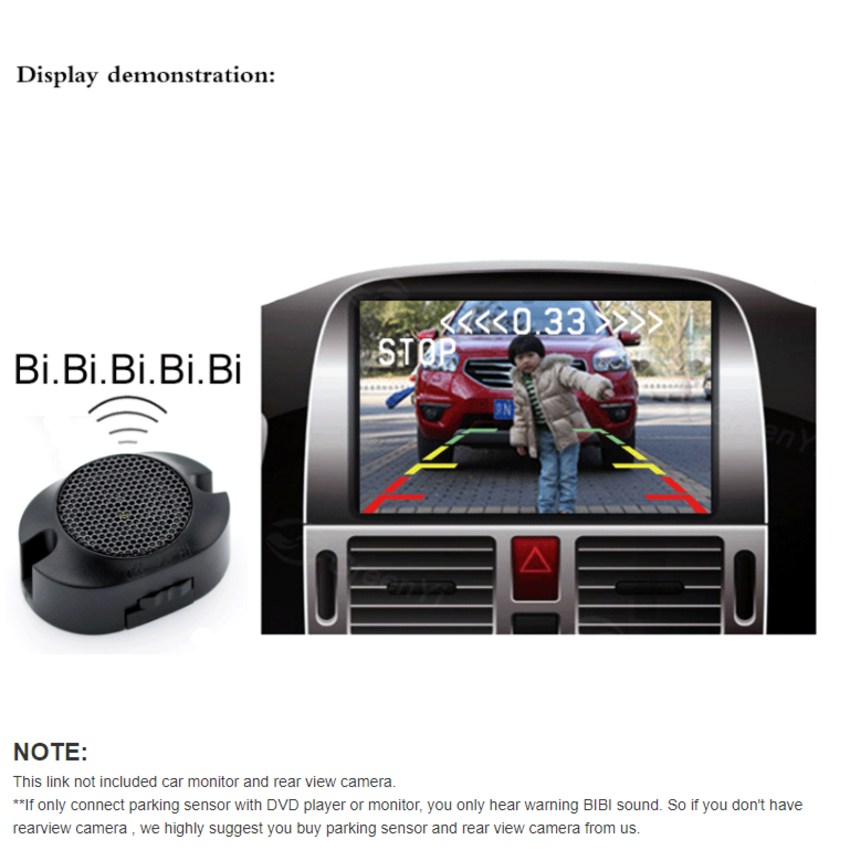 Cảm biến lùi 4 mắt Greenyi AHD-PS001 tích hợp đo khoảng cách dùng cho màn hình DVD và Android chuẩn AHD