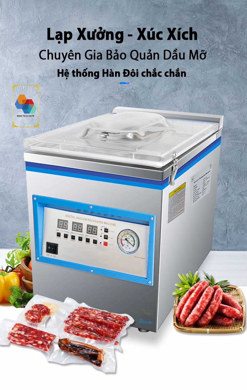 Máy hút chân không công nghiệp để bàn Shineye P270-2D hút mọi loại túi, đồ ướt dầu mỡ dễ dàng, tự động hoàn toàn, hàng chính hãng