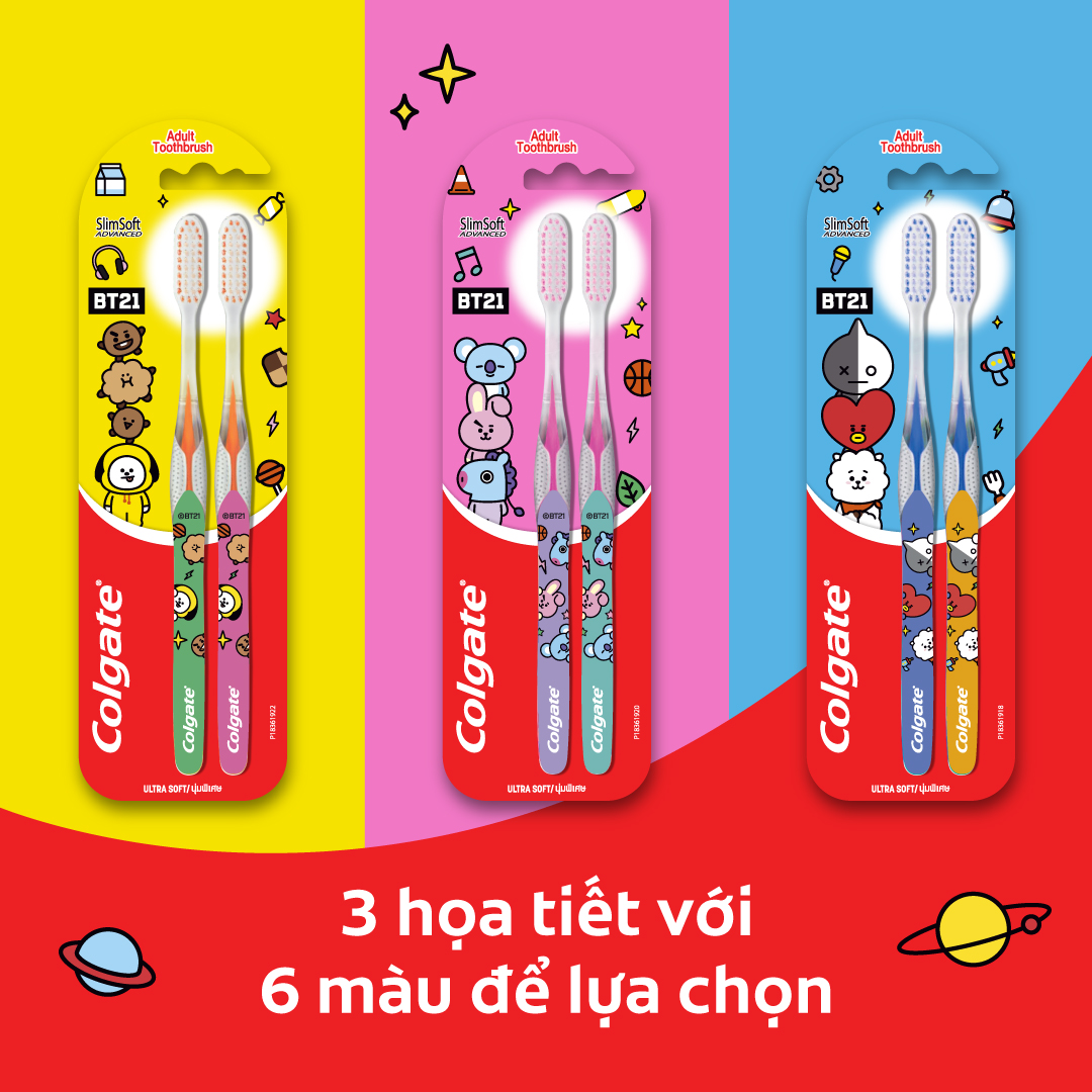 Bộ 2 bàn chải đánh răng Colgate SlimSoft Advanced- BT21