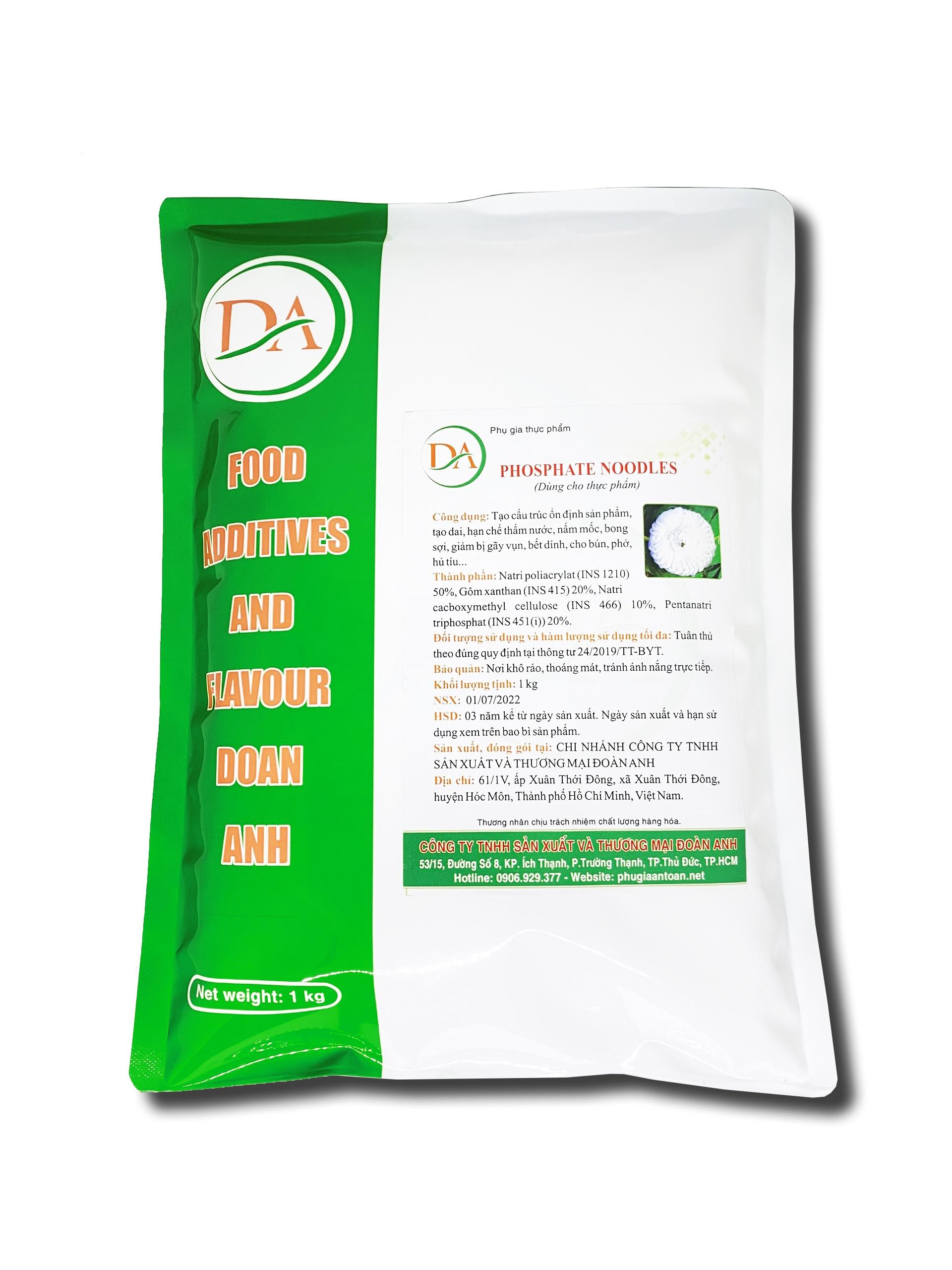 Phụ Gia Tạo Dai, Bóng Sợi, Chống gãy vụn cho Bún, Phở, Miến, Hủ tiếu,.../ Phosphate Noodle gói 1kg