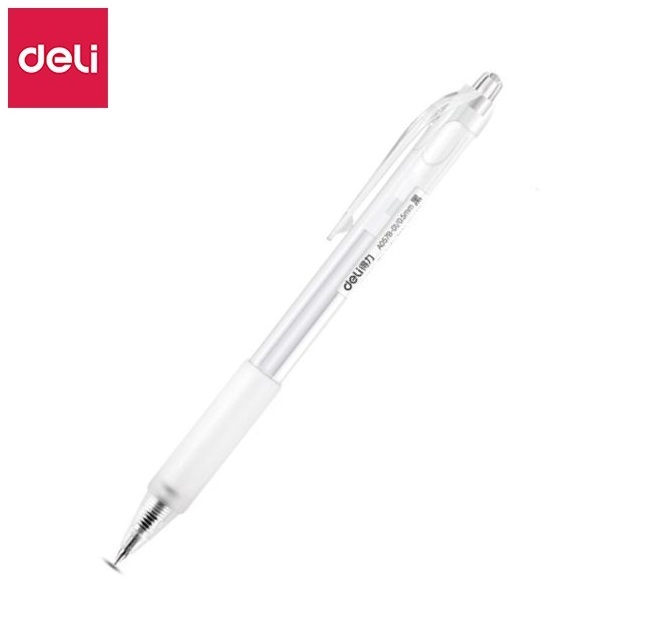 Bút gel nước mực đen Deli A057B-01 thiết kế vỏ trong suốt ngòi - Bút bấm Deli A057 ngòi 0.5mm có ruột S206 thay thế