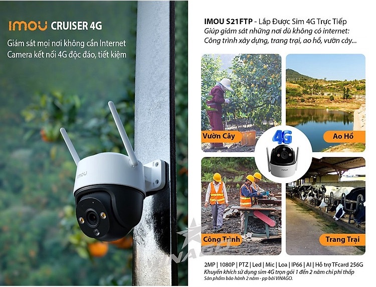 Camera Wifi imou Cruiser S21FTP dùng sim 4G - Hàng chính hãng