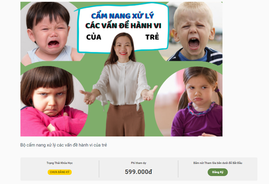 KHÓA HỌC "CẨM NANG XỬ LÝ CÁC VẤN ĐỀ HÀNH VI CỦA TRẺ 0-6 TUỔI"