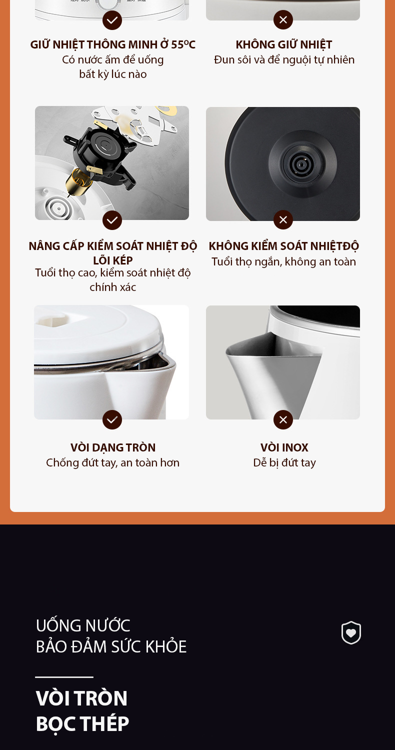Bình đun nước siêu tốc hàng chính hãng Chigo, cách nhiệt thông minh, tay cầm chống nóng, kiểu dáng thời trang, dung tích 1700ml- Hàng nhập khẩu