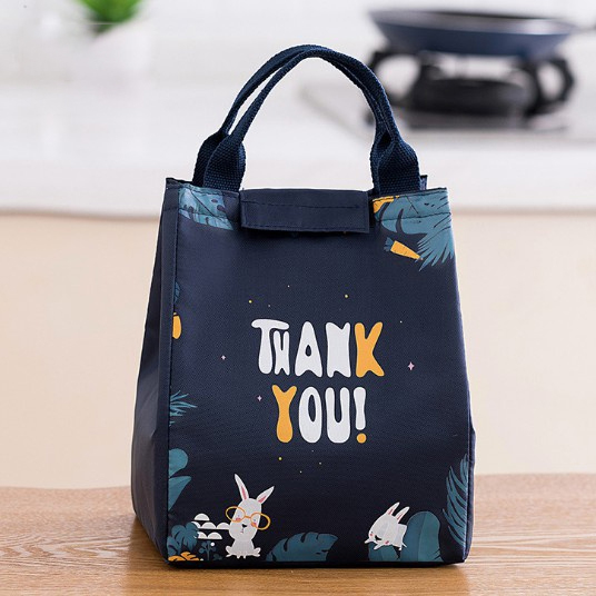 Túi Đựng Hộp Cơm Giữ Nhiệt Thanks You Vải Oxford (20x16x24cm) - Túi Mang Cơm Giữ Nhiệt Đa Năng - Chống Thấm Cao Cấp