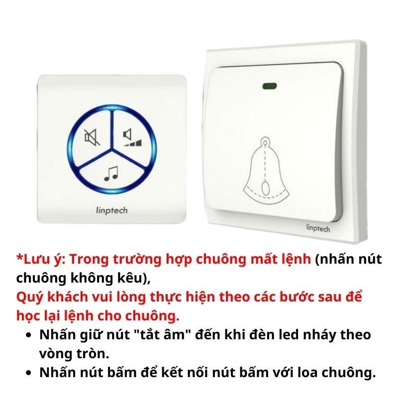 Chuông Cửa Không Dây Không Dùng Pin Thông Minh Chống Nước LINPTECH