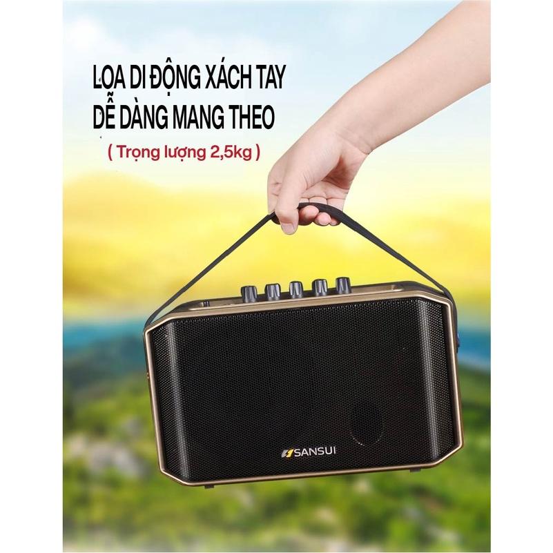 Loa Kéo Sansui SA1-05 Nhật Bản | Nhỏ Gọn Sang Trọng - Công Suất 40W - 1 Tay Micro Không Dây Đi Kèm- hàng chính hãng