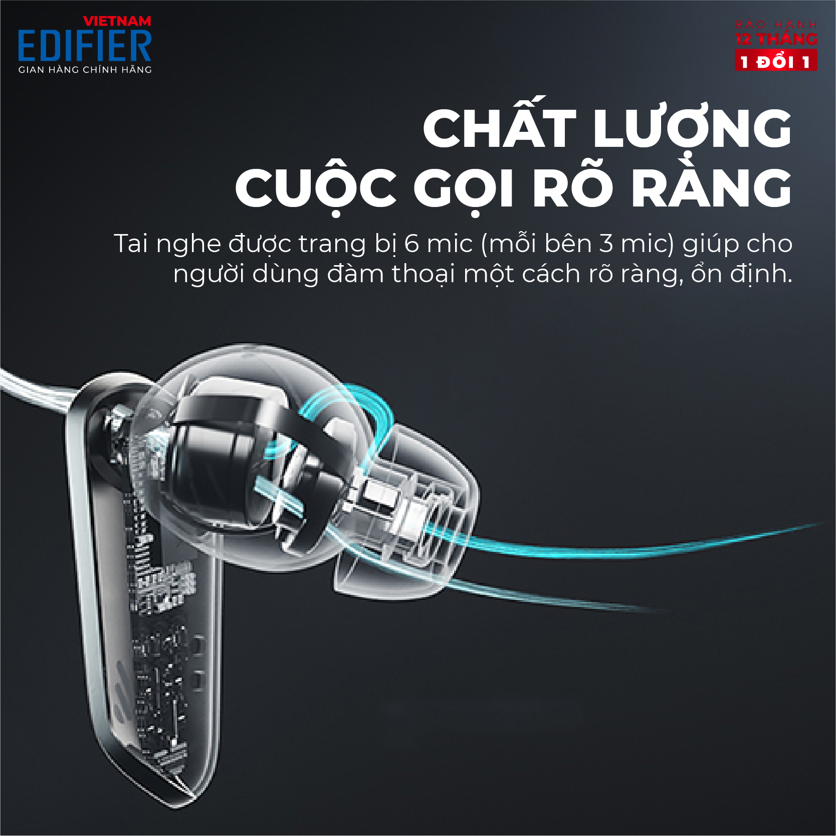 Tai nghe bluetooth EDIFIER NEOBUDS PRO Thời lượng pin 24 giờ HIRES Audio Wireless Chống ồn chủ động 6 micro đàm thoại - Hàng phân phối chính hãng