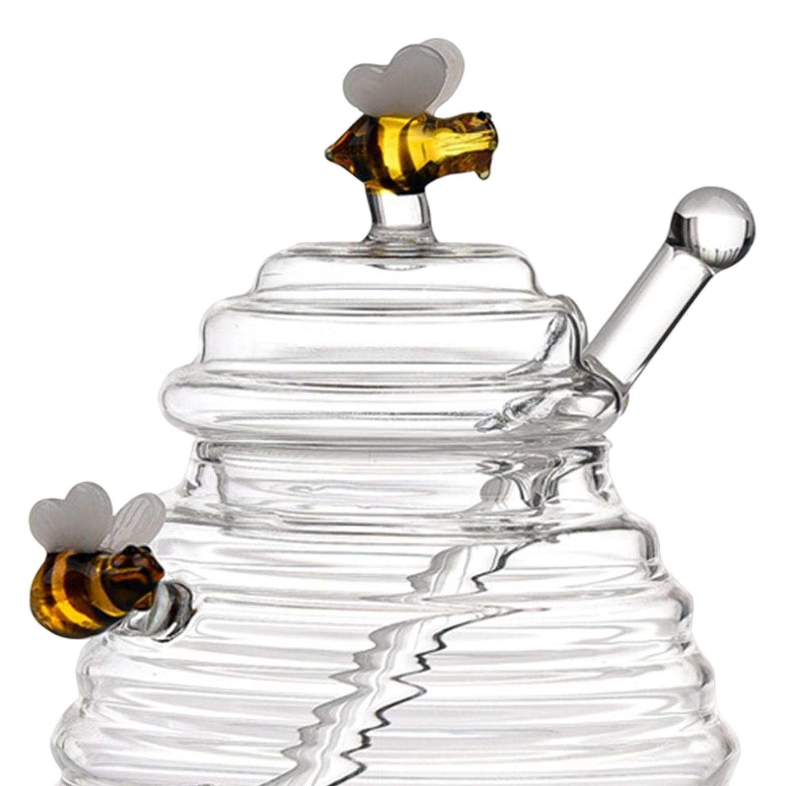 Transparent Honey Jar Pot with Stirring Rod Container