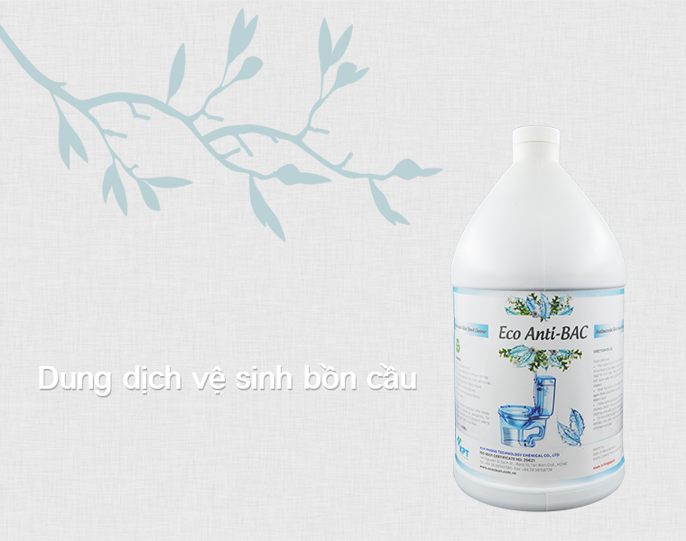 Dung Dịch Vệ Sinh, Diệt Khuẩn Bồn Cầu, Nhà Vệ Sinh - Eco-Anti Bac - Chai 1 Gallon (Gần 4 Lít)