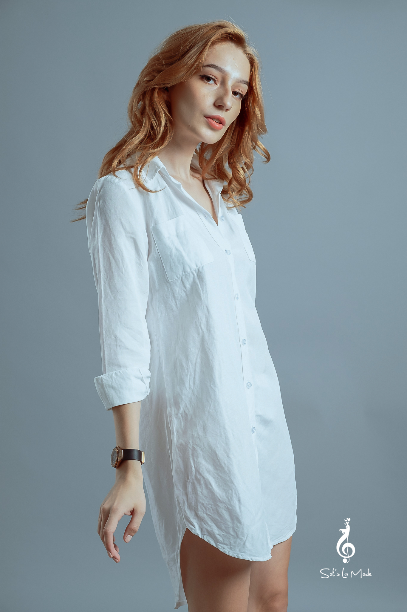 Đầm Linen WHITE shirt dress for women