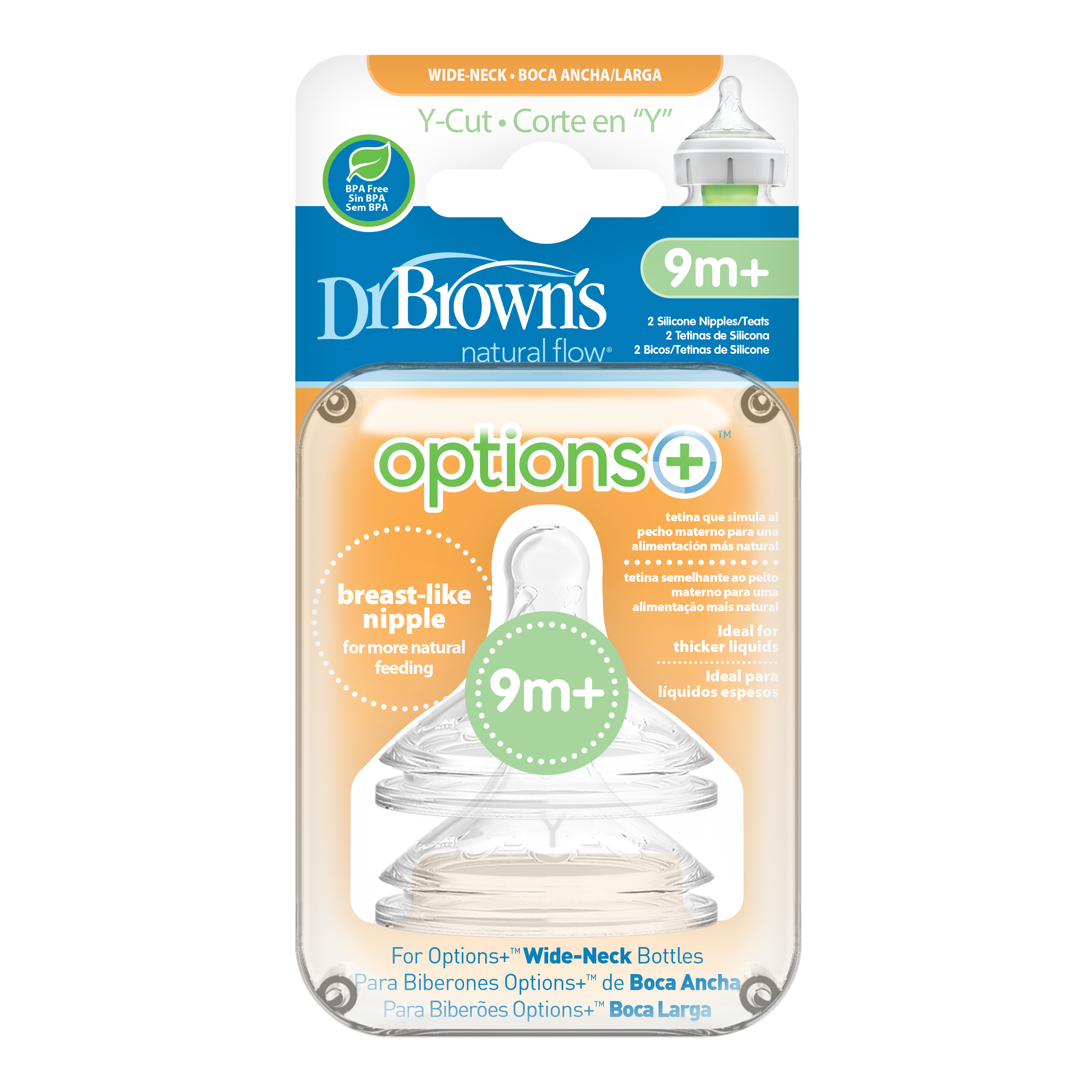 Set 2 Núm Ty Dr.Brown's Cho Bình Sữa Cổ Rộng Y Cut