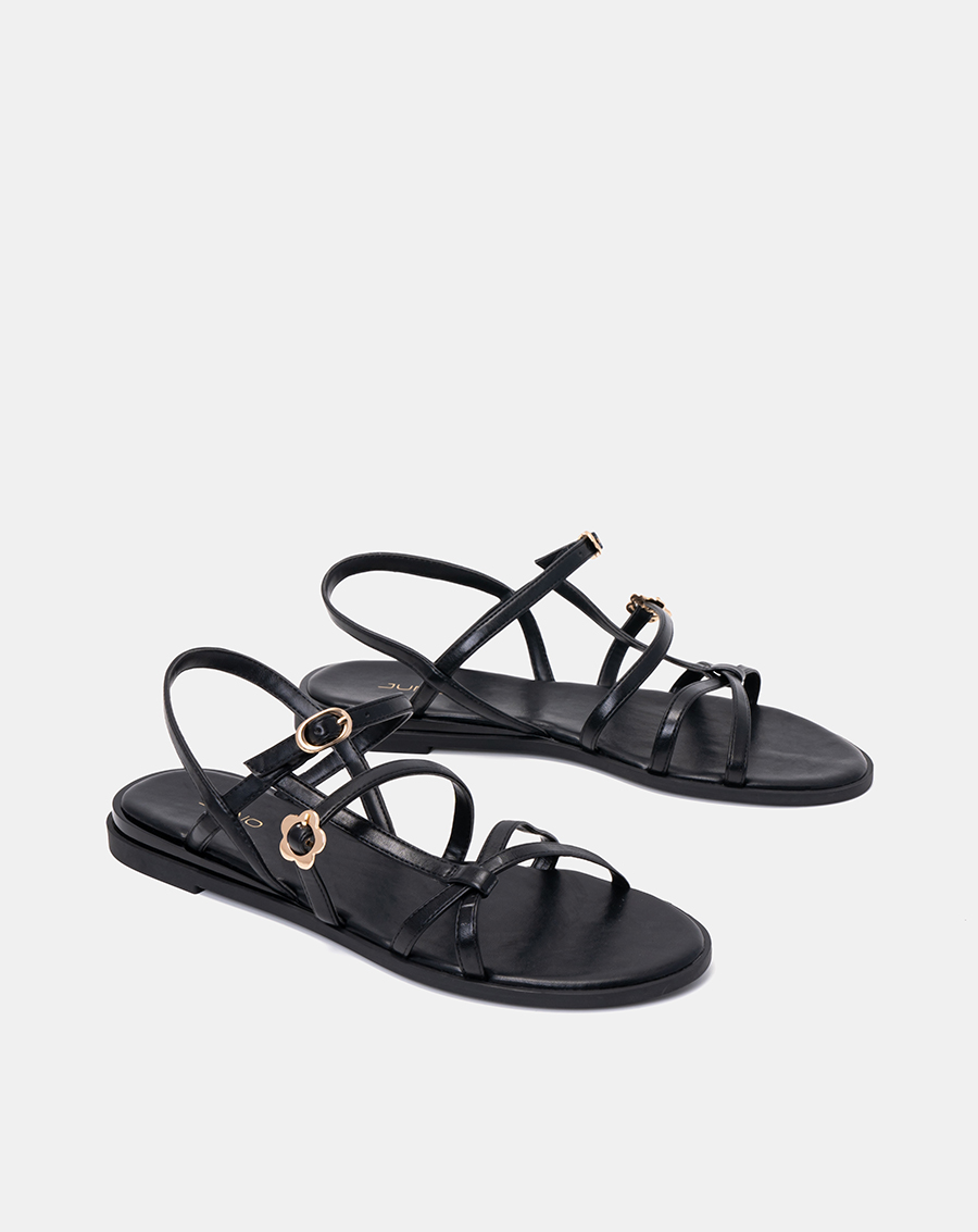 Giày Sandal Nữ 3cm Thời Trang JUNO Dây Bệt Gắn Khoá Hoa Trang Trí SD03056