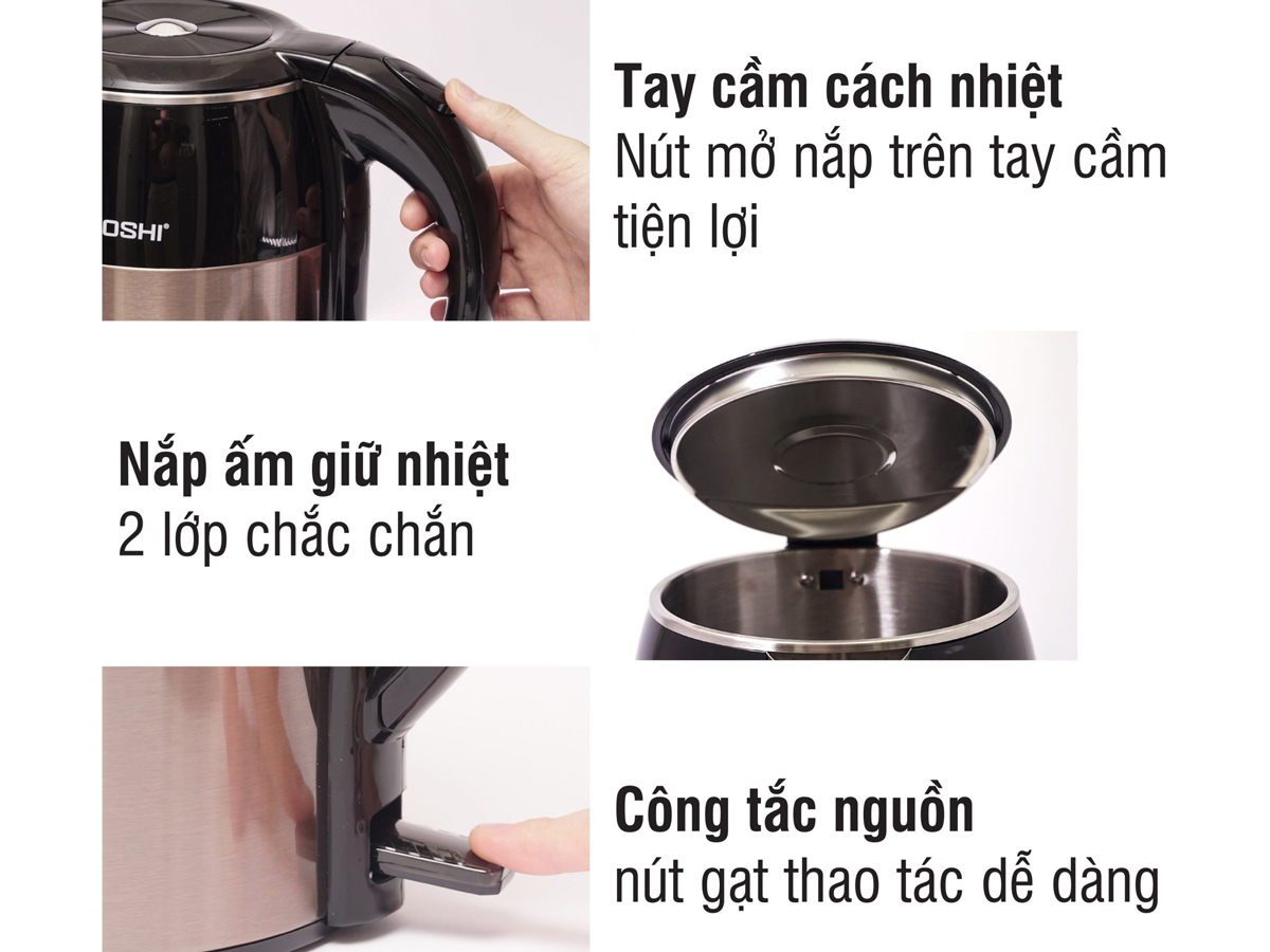 Ấm siêu tốc Natoshi NS-08 - 1.8 lít - Hàng chính hãng