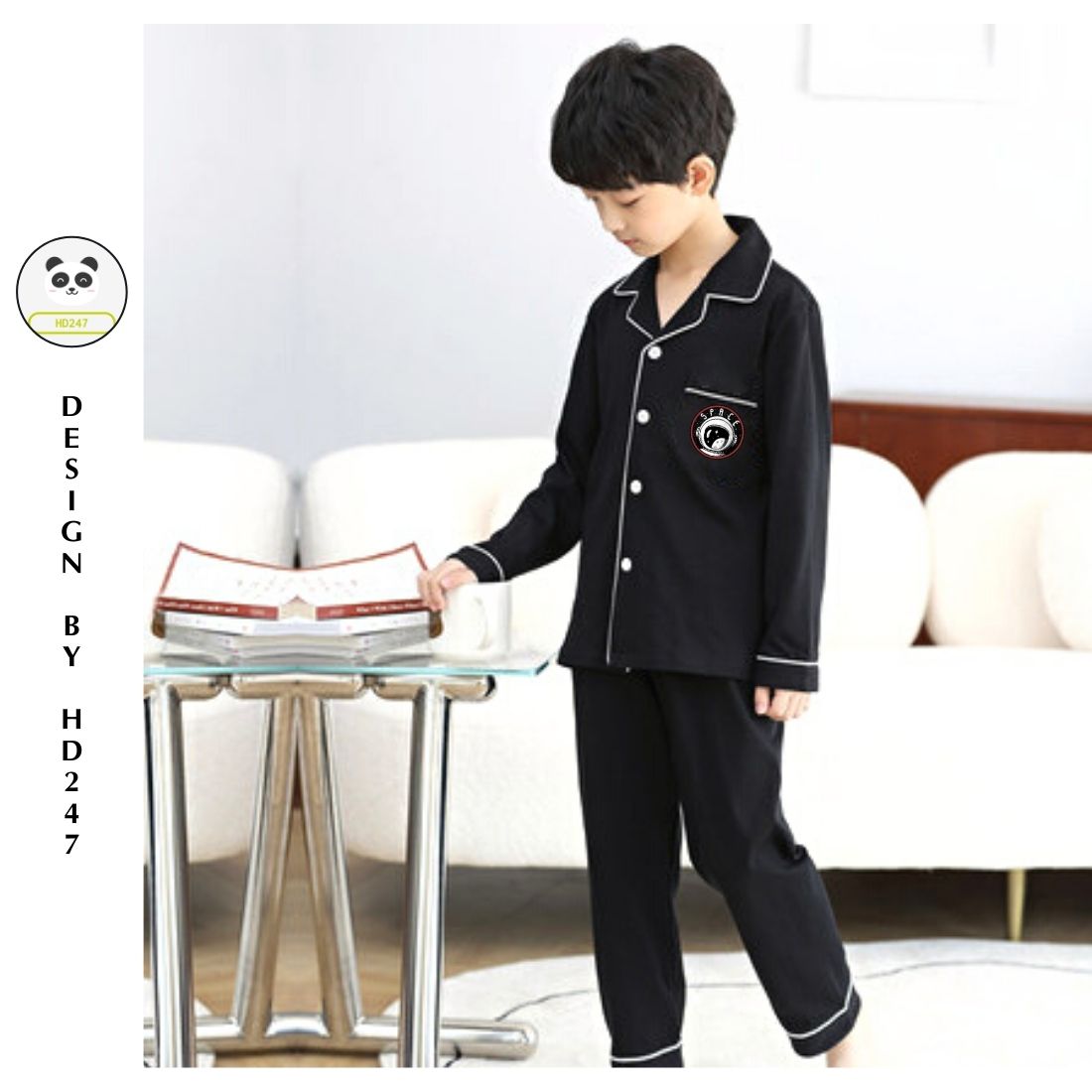 đồ ngủ pijama dài tay bé gái bé trai dễ thương size đại in hình SPACE phi hành gia cá tính 0314