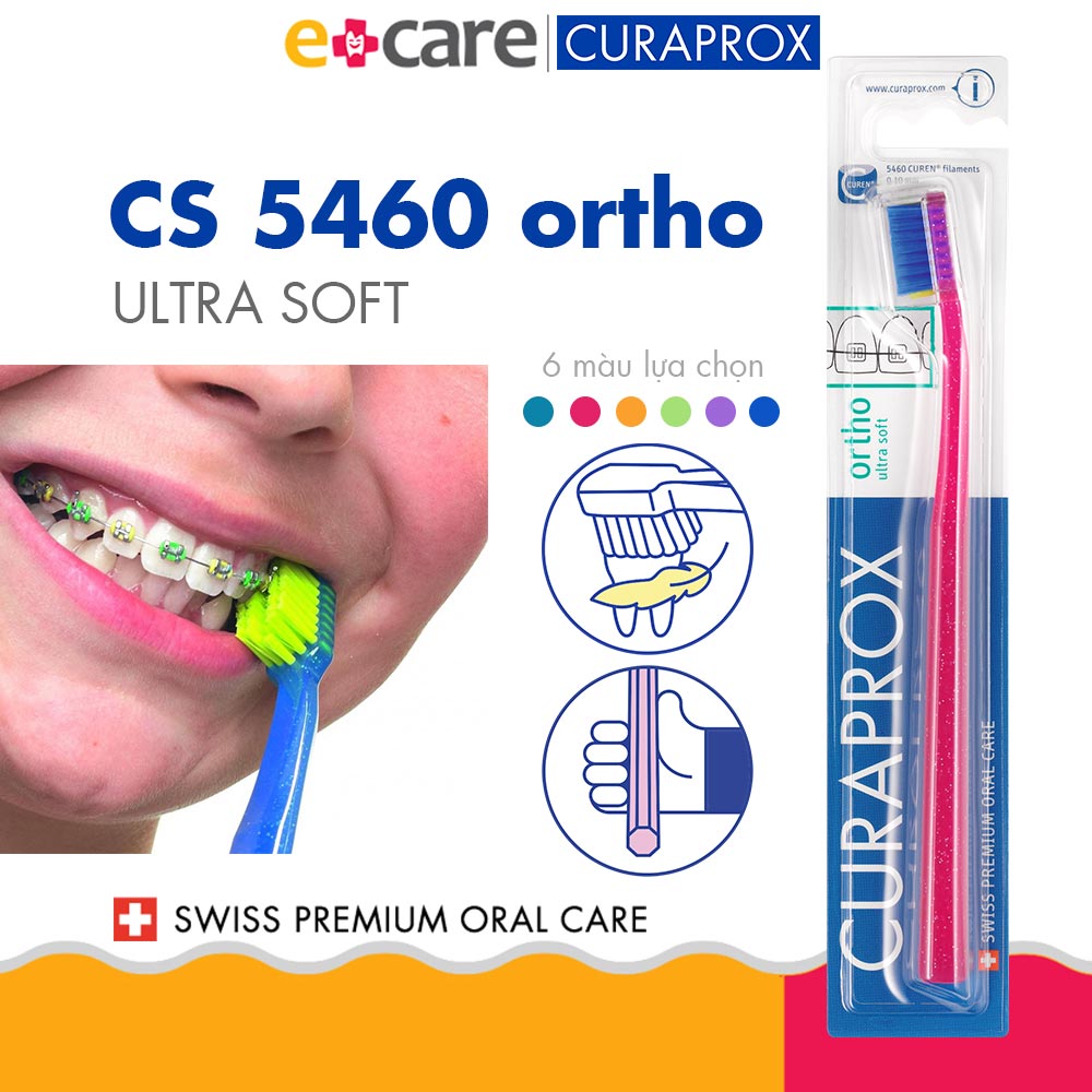 Bàn chải răng siêu mềm cho răng niềng Curaprox CS 5460 Ortho Ultra Soft – Hồng