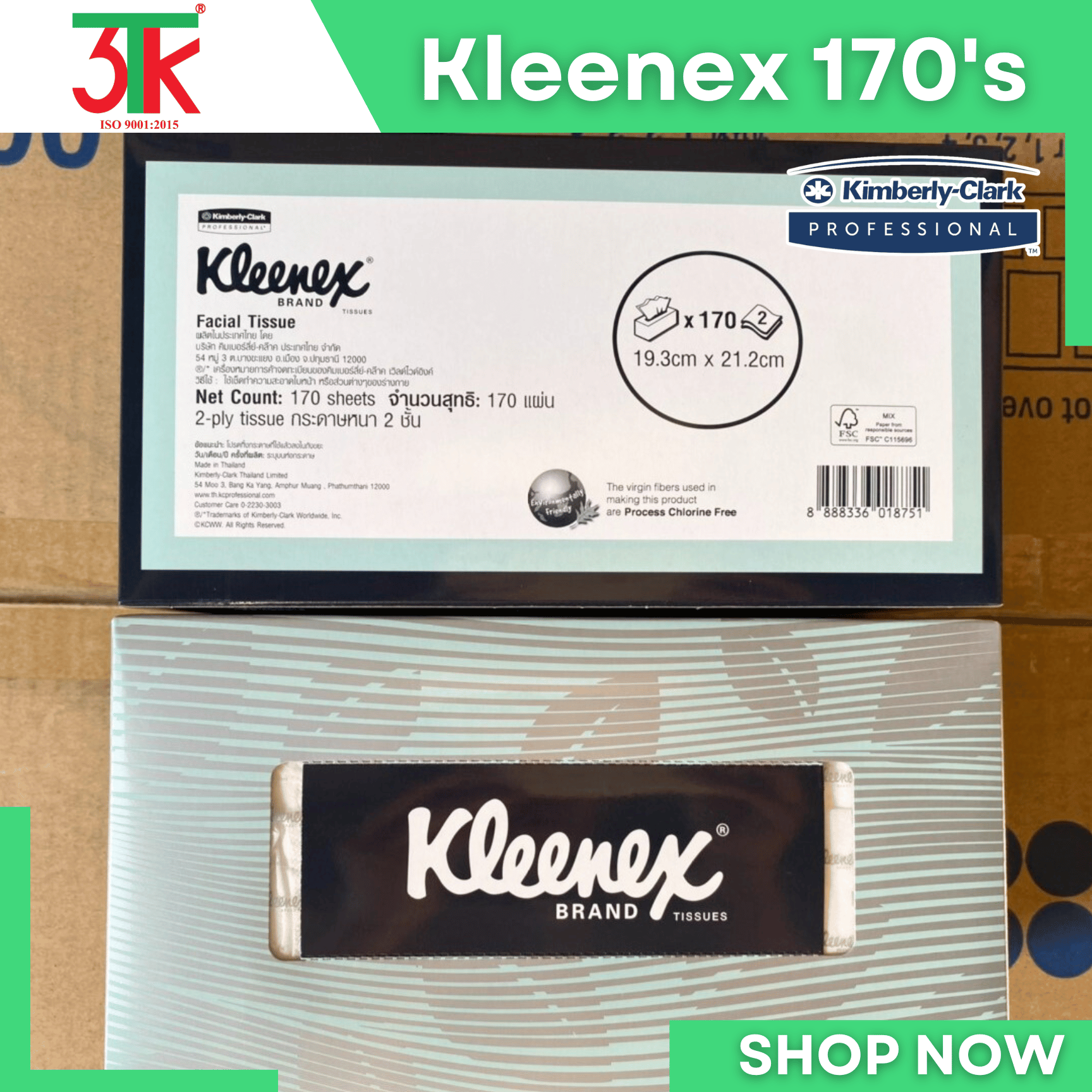 Giấy lụa KLEENEX loại 170 tờ Mã 91000 thương hiệu Kimberly- Clark Professional