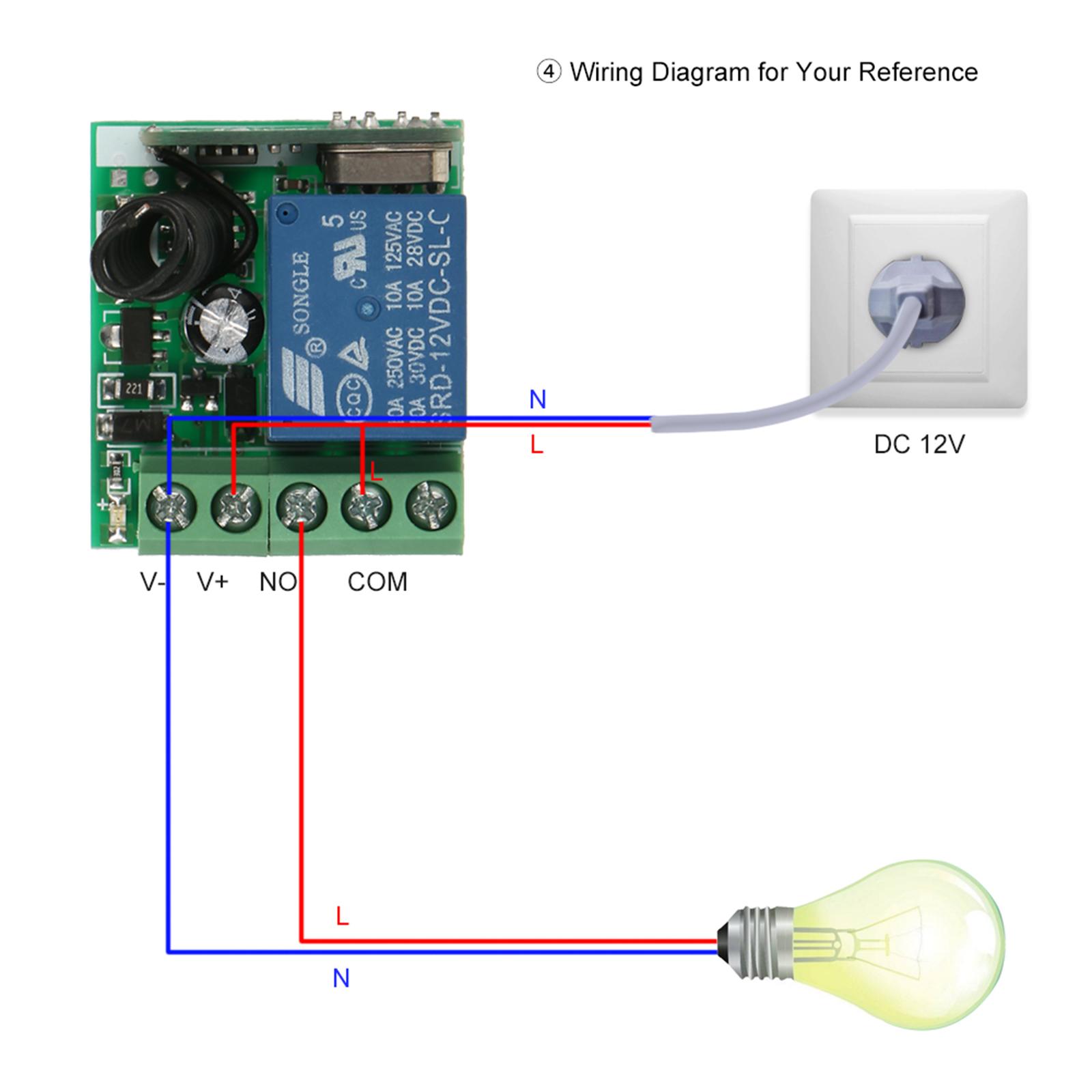 Smart Home 433Mhz DC 12V 1CH Wireless Remote Switch Relay Receiver Transmitter Universal Remote Control Switch Module and RF Transmitter Remote Controls 1527