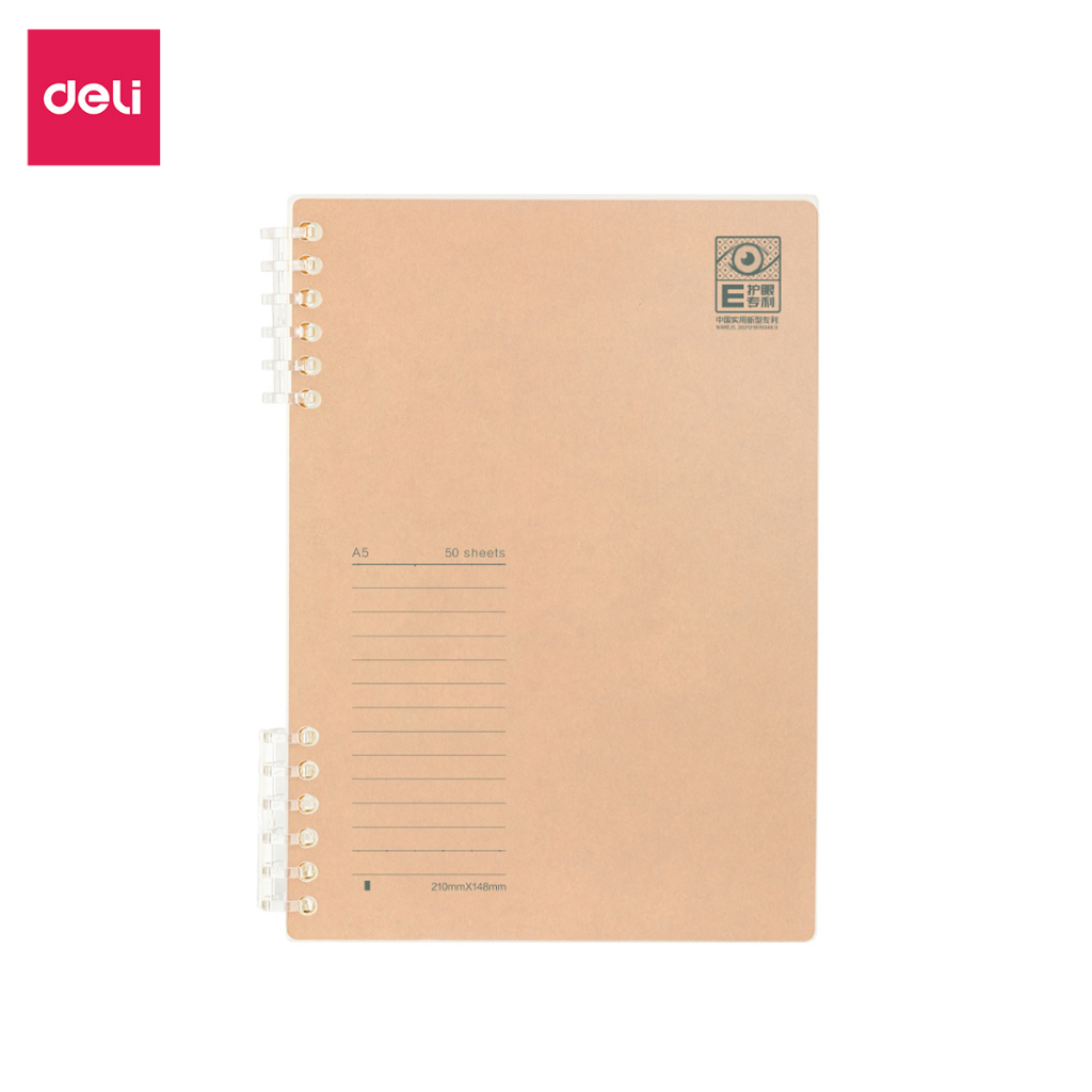 Tập Vở Học Sinh Sổ Còng Dạng Khuyết Binder A5 B5 Kẻ Ngang Deli - 100 Trang Giấy Chống Lóa - Bìa Màu Nâu Vintage, Bìa Trắng, Bìa Xanh Lá - Sổ Tay Ghi Chép Học Tập, Văn Phòng
