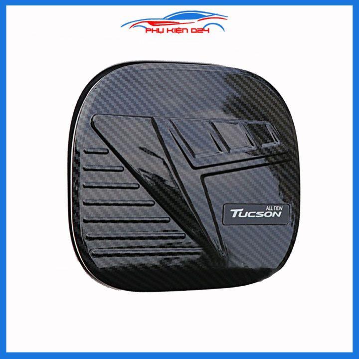 Ốp nắp xăng Tucson 2022-2023 vân cacbon, mạ crom bảo vệ chống trầy trang trí ô tô