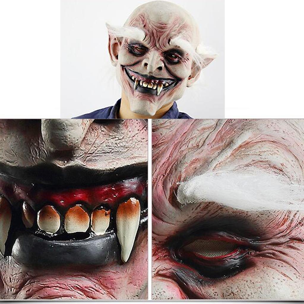 Halloween Costume Mask Full Head White Hai