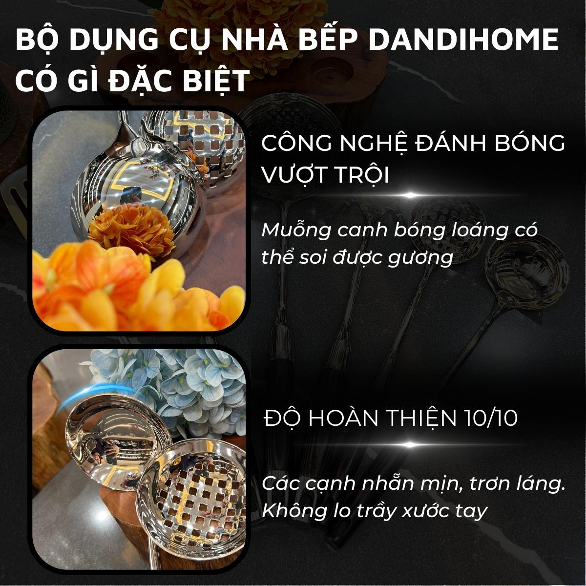 Bộ dụng cụ nhà bếp inox 316, inox 304 và giá đặt inox 304 DandiHome cao cấp, sang trọng