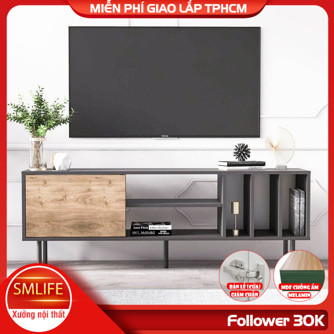 Kệ tivi gỗ hiện đại SMLIFE Toppu | Gỗ MDF dày 17mm chống ẩm | D160xR35xC52cm