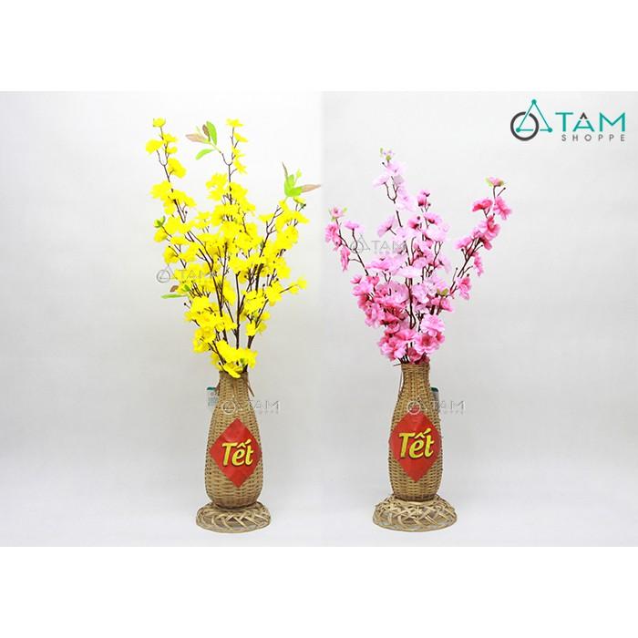 Lọ hoa mai đào handmade bằng tre có đế T-HOA-15