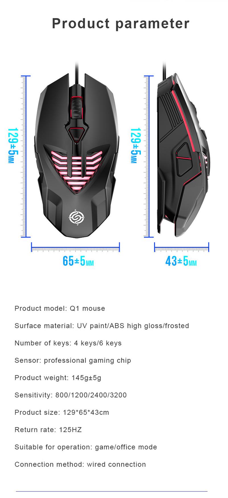 Q1 Có Dây Công Thái Học Điện Quang Chuột Chơi Game 1600Dpi Usb 6 Nút Định Nghĩa Vĩ Mô Kim Loại Chuột Máy Tính Để Bàn Chuột Máy Tính