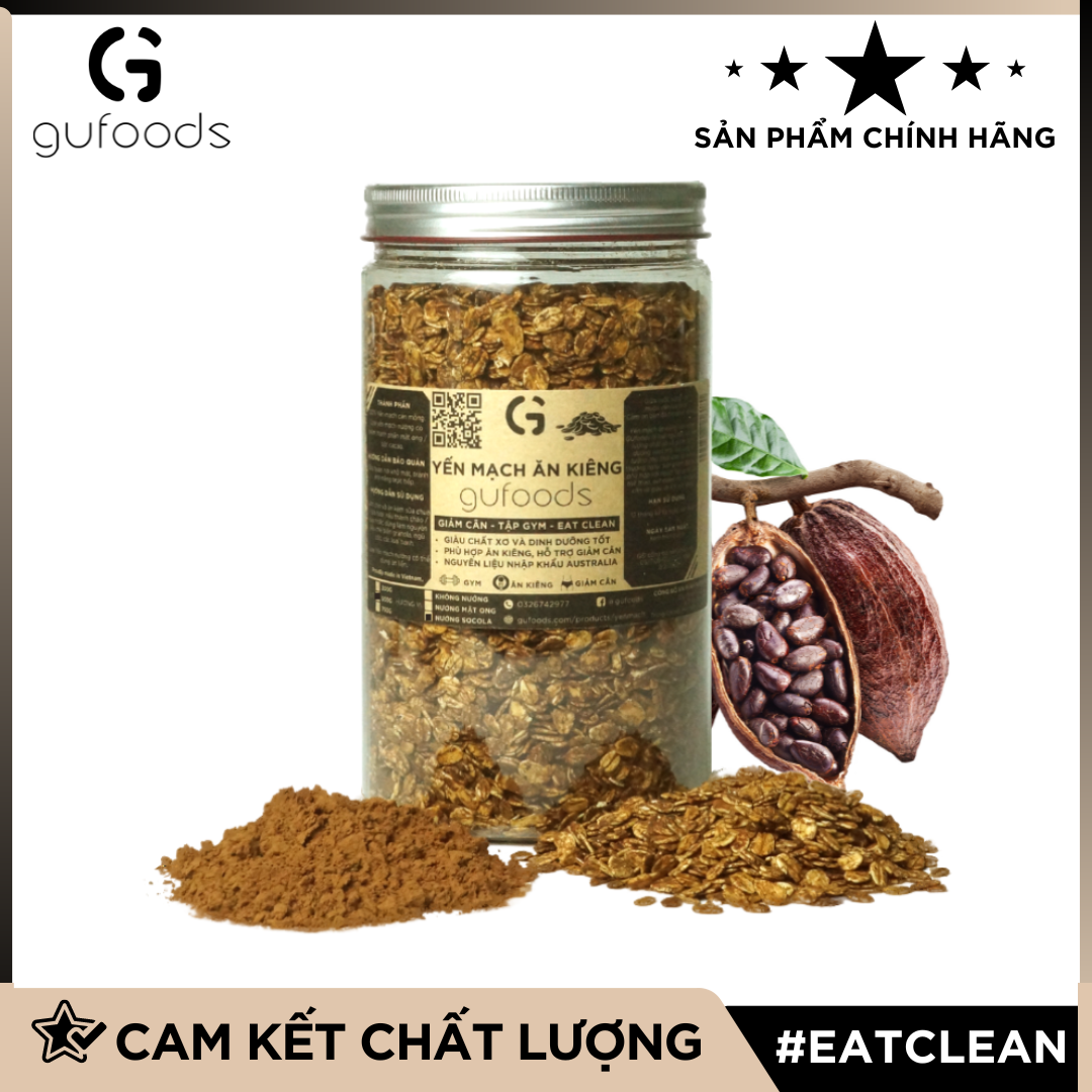 Yến mạch ăn kiêng cán mỏng GUfoods - Giàu chất xơ, Hỗ trợ giảm cân, Tập gym, Eat clean