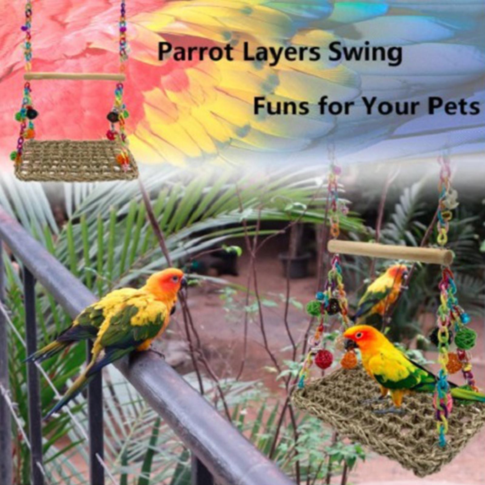 Parrot Swing Perch Bird Toy Parrot Stand Wood Parakeet Chewing Toy