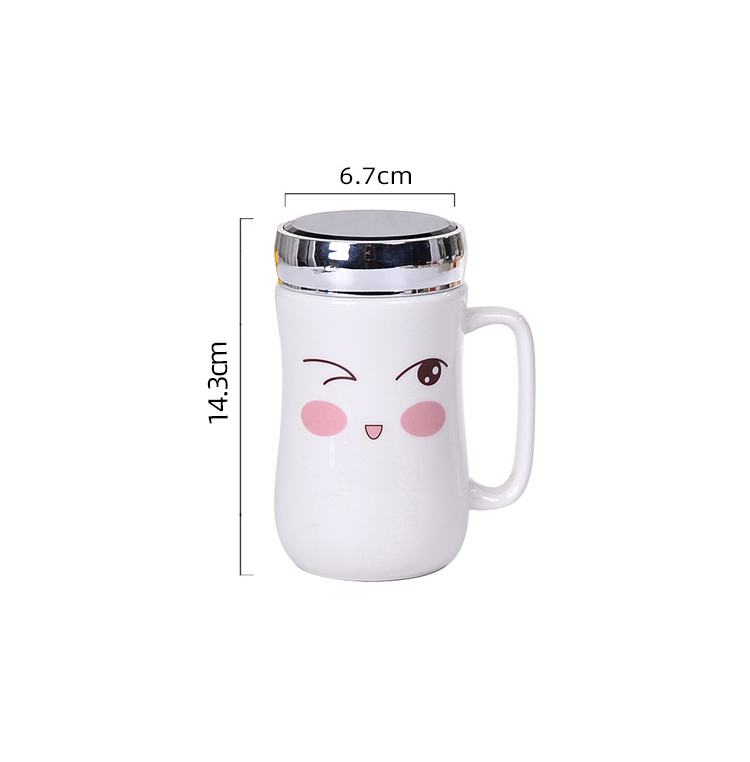 Ly Sứ Uống Trà , Cà Phê 300ml Nắp Trắng Kèm Hộp Và Dụng Cụ Cọ Rửa Ly