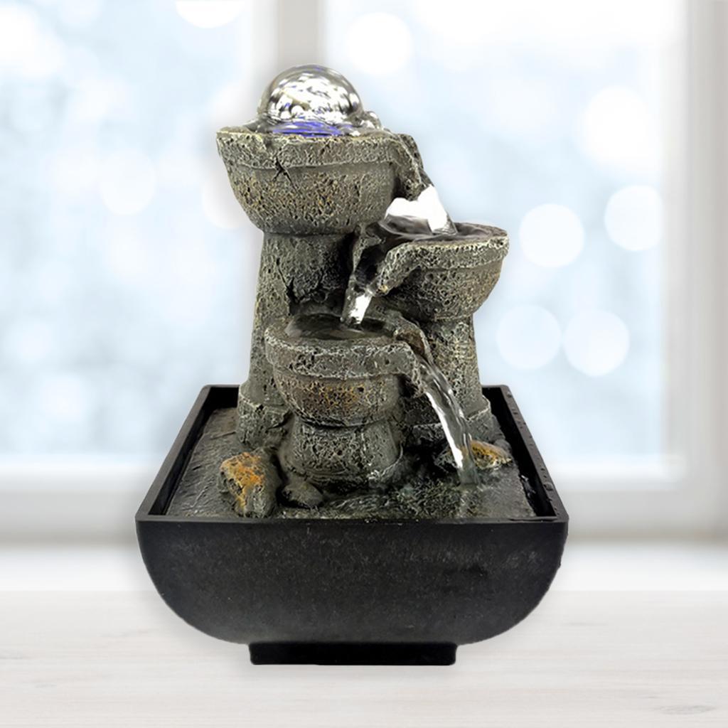 Water Fountain With LED Lights Desktop Fountain Home Decor Ornament