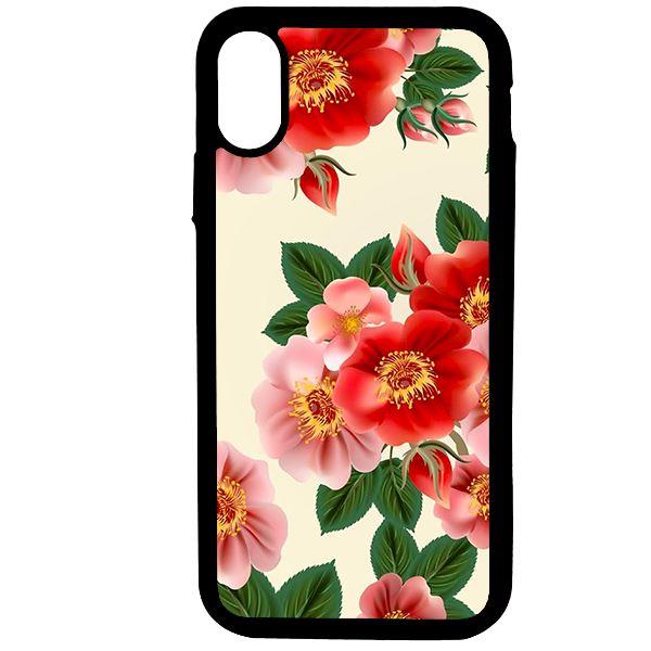 Ốp lưng dành cho Iphone Xs Max Hoa Đỏ Nền Trắng 2 - Hàng Chính Hãng