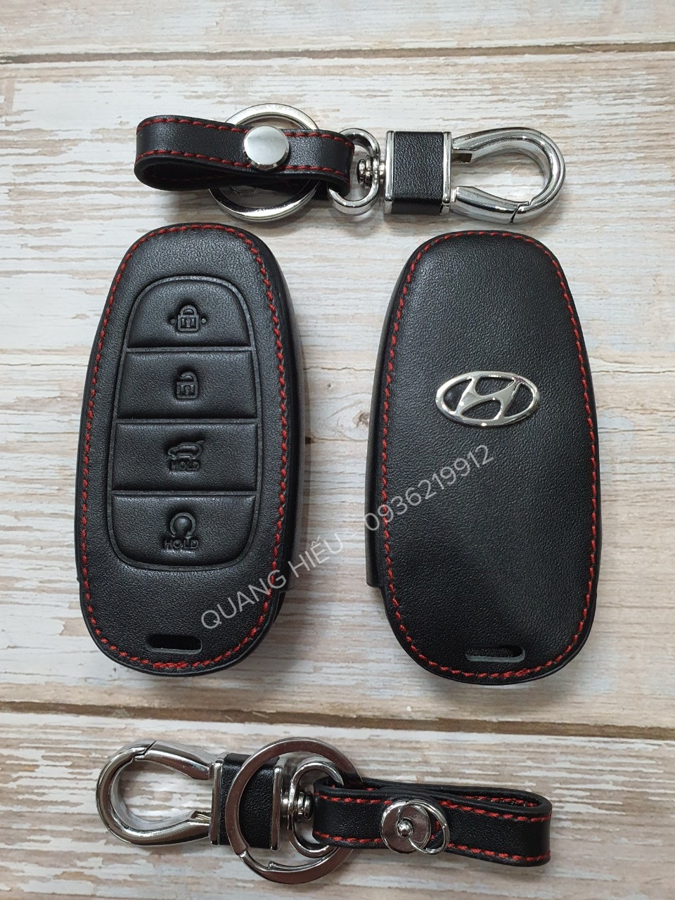 Bao Da Chìa Khóa Dành Cho Xe Hyundai Santafe 2021 - 2022 Logo 3D
