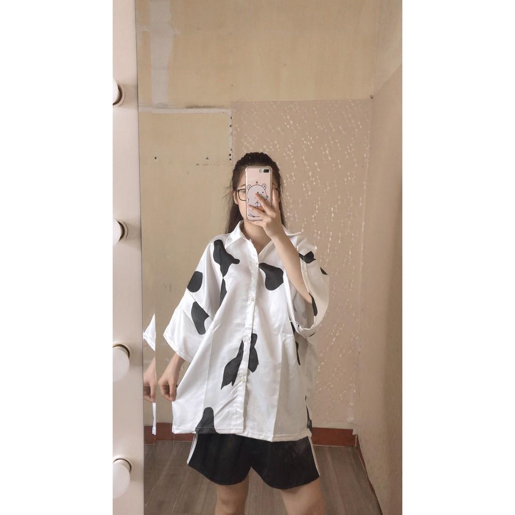 Áo sơ mi bò sữa form rộng unisex