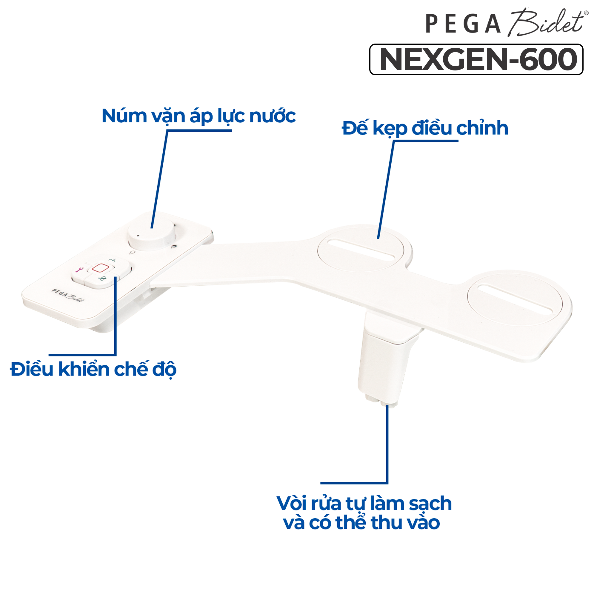 Vòi Xịt Rửa Vệ Sinh Thông Minh PEGA Bidet NEXGEN-800P Thế Hệ Mới, 2 Vòi Rửa Có Chức Năng Chuyên Dụng Cho Nữ, Dễ Lắp Đặt, Rất cần cho Trẻ Em, Người Già và Phụ Nữ Mang Thai - Thương Hiệu Mỹ