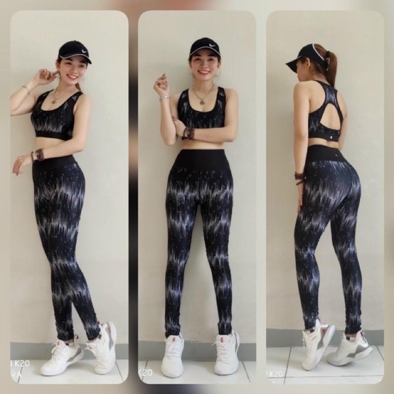 Bộ tập yoga, gym nữ, áo bra phối dây và quần dài rất đẹp