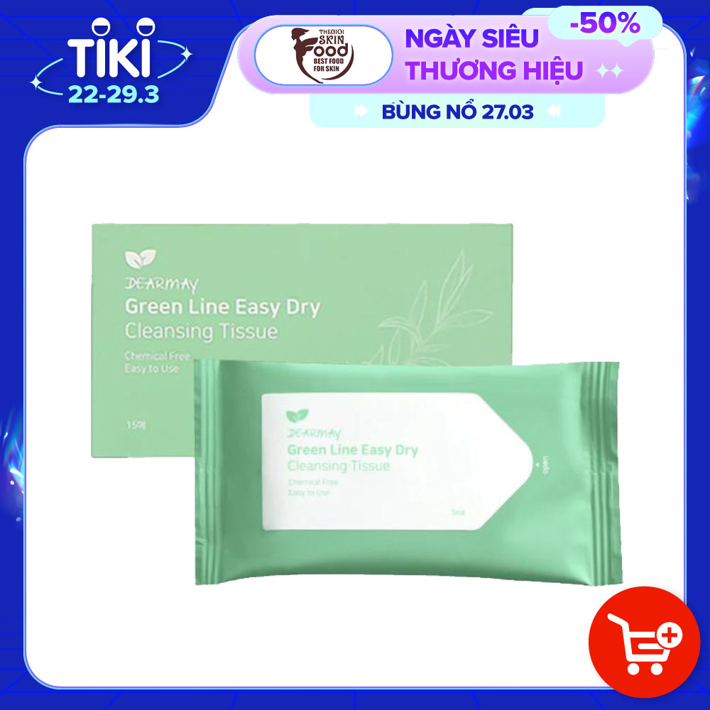 Khăn Giấy Khô Tẩy Trang, Làm Sạch Da Dearmay Green Line Easy Dry Cleansing Tissue