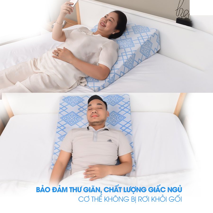 GỐI CHỐNG TRÀO NGƯỢC DẠ DÀY NGƯỜI LỚN HANAKO, GIẢM HẲN HO, NGỨA HỌNG, SẠCH PHỔI, CHỐNG PHÙ MẶT - Cao 18 cm ( VỎ GỐI 159K/1 VỎ )