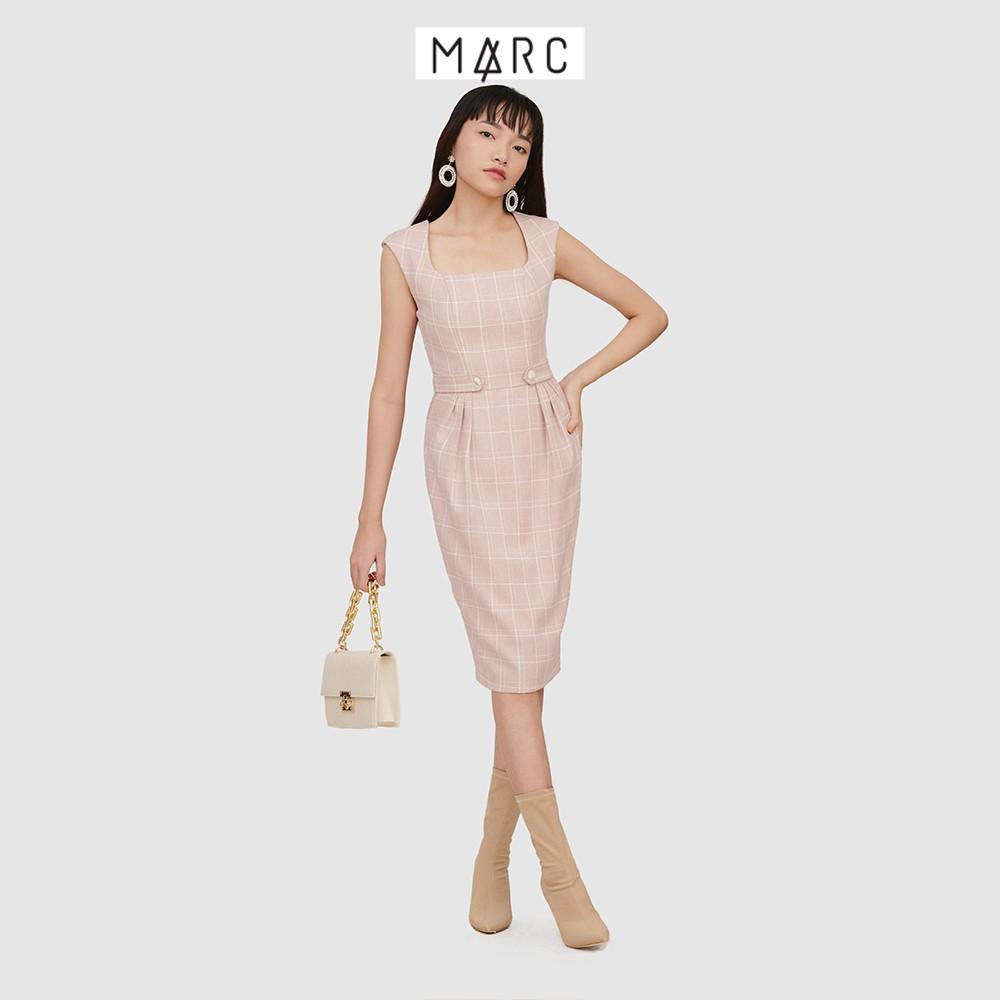 Đầm nữ MARC FASHION bút chì sát nách nhấn dây lưng