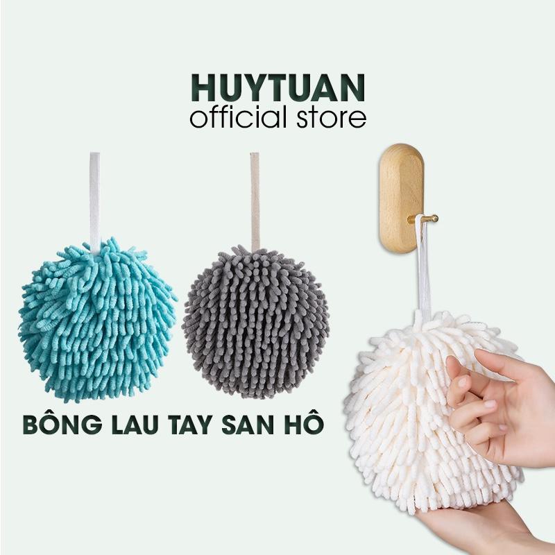 Bông lau tay san hô siêu thấm hút - Khăn lau san hô có móc treo tiện lợi (BSH03